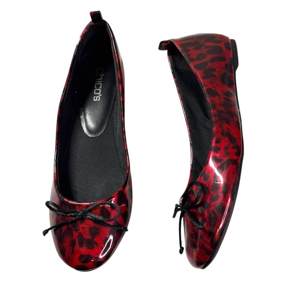 Chicos leopard cheetah animal print patent ballet flats shoes women’s 7 M - Picture 1 of 14
